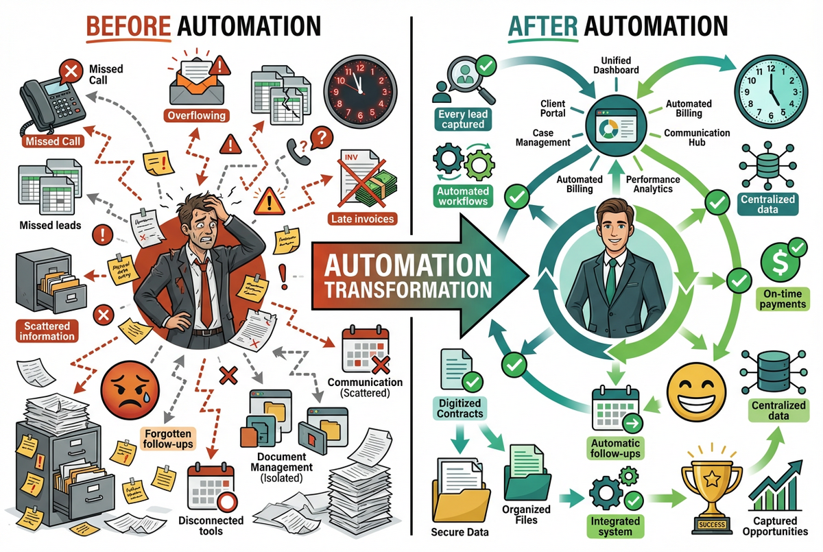Before vs After - Disconnected Tools vs Integrated System